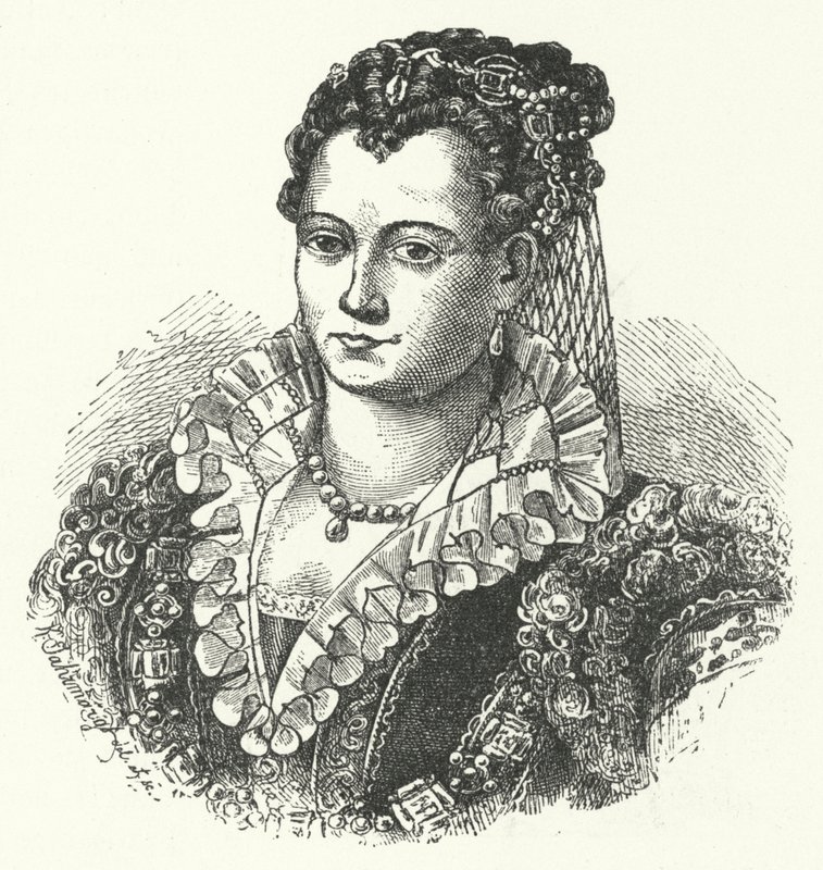 Lucrezia Borgia, hertugindekonsort af Ferrara, Modena og Reggio (gravering) af German School
