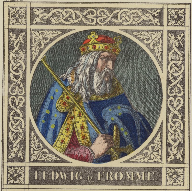 Ludwig D Fromme, 814-840 (farvet gravering) af German School