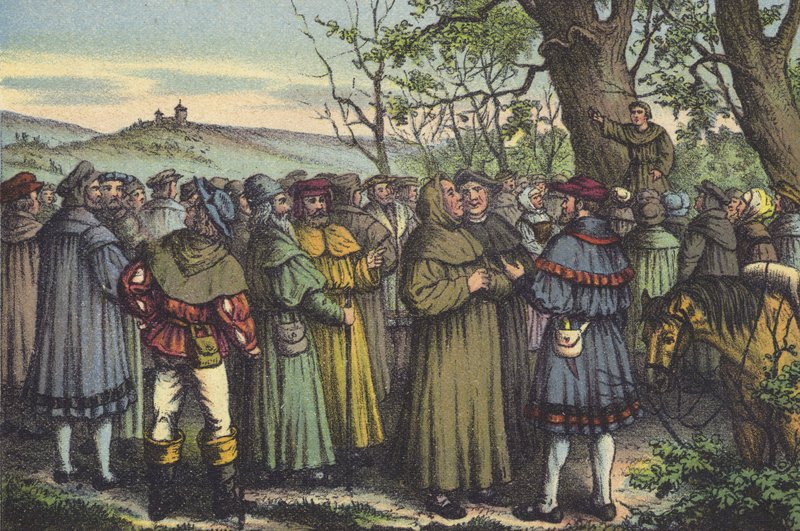 Luther prædiken (chromolitho) af German School