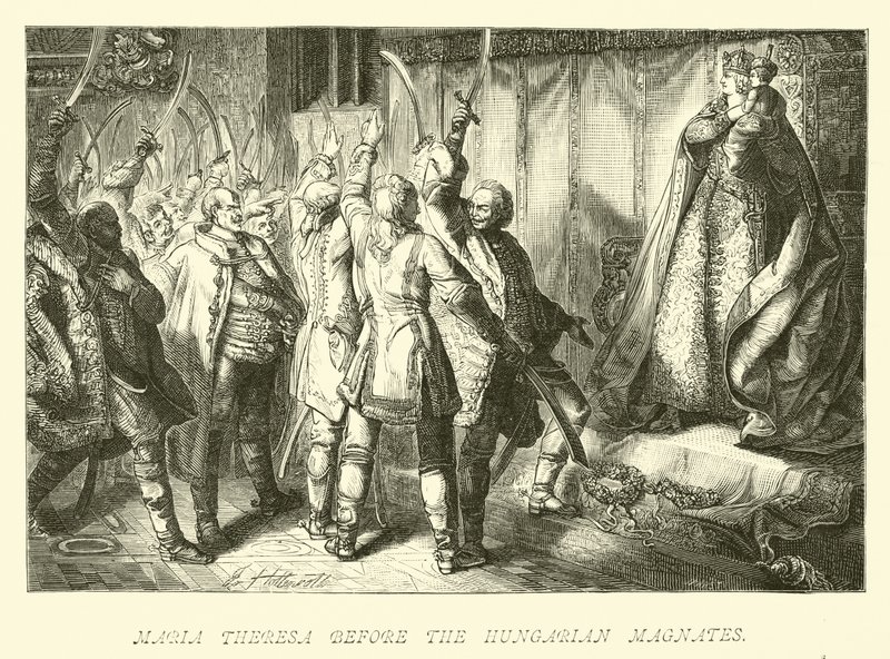 Maria Theresa foran de ungarske stormænd af German School