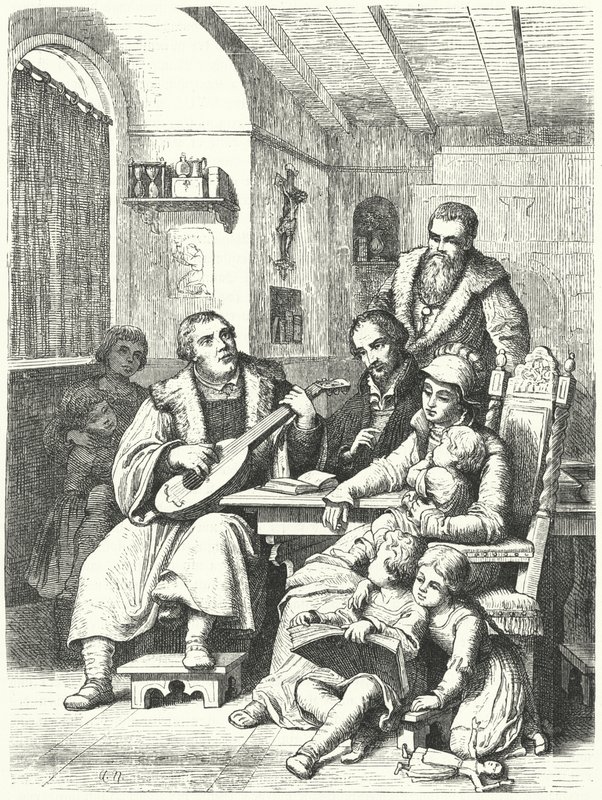 Martin Luther hjemme med sin familie af German School