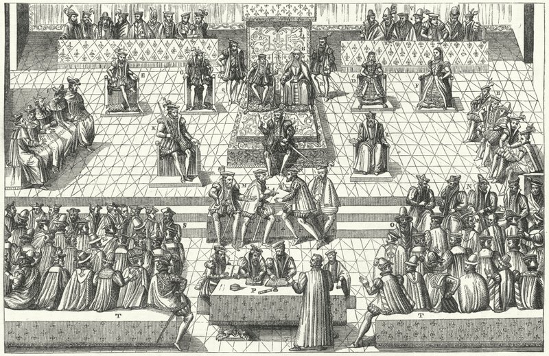 Møde for de franske stændergeneral i Orleans, januar 1561 (gravering) af German School