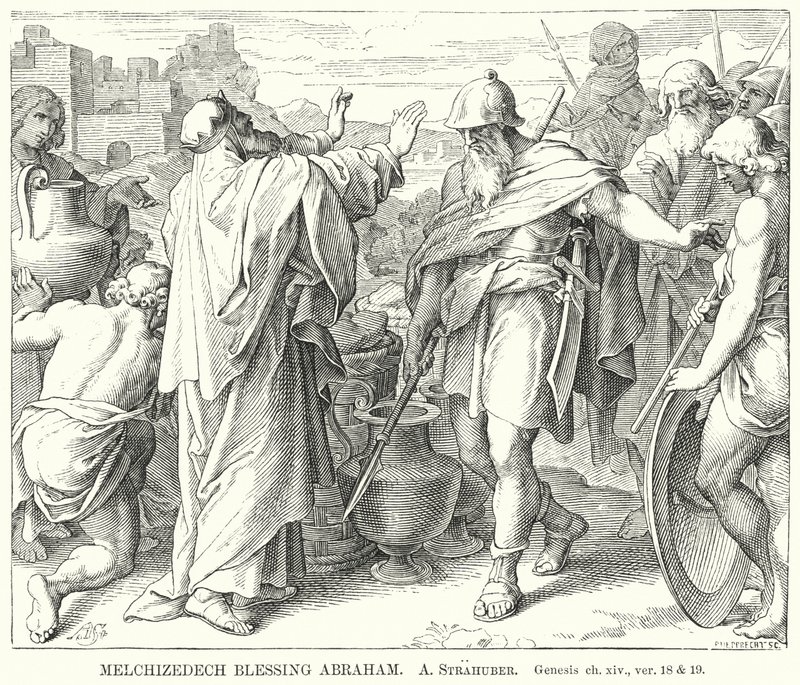 Melkisedek Velsignelse Abraham, Første Mosebog, kap xiv, ver 18 og 19 (gravering) af German School