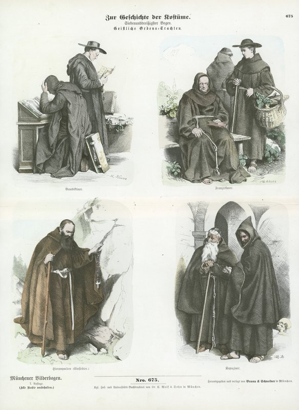 Mens costumes of Christian religious orders  af German School