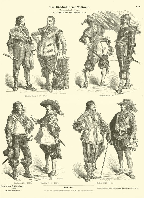 Mens costumes of the first half of the 17th Century  af German School