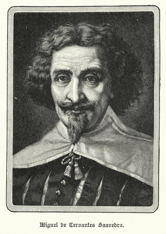 Miguel de Cervantes Saavedra, spansk romanforfatter (litho) af German School