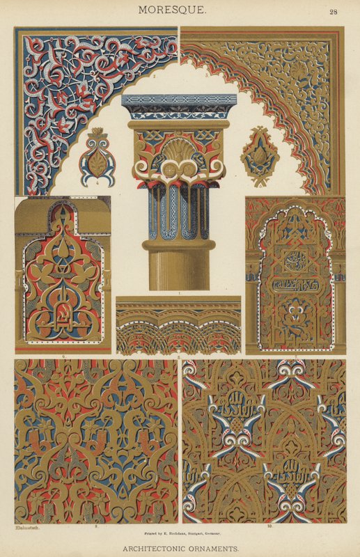 Moresque, arkitektoniske ornamenter (litho-farve) af German School