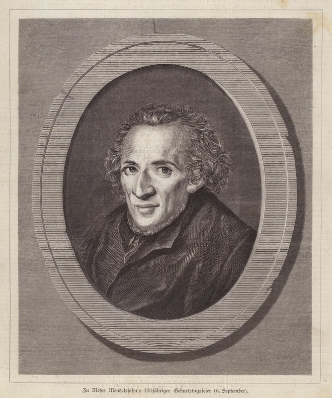 Moses Mendelssohn, tysk jødisk filosof (gravering) af German School