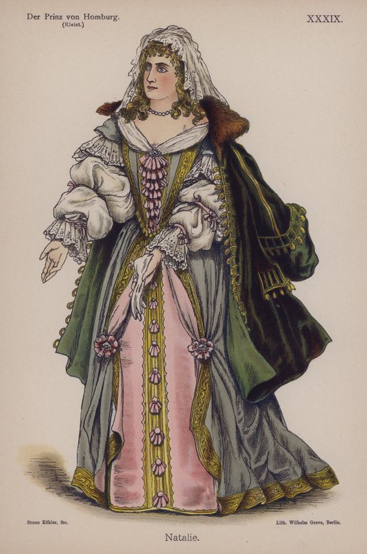 Natalie, fra Der Prinz von Homburg (Prinsen af ​​Homburg) af Heinrich von Kleist (farve litho) af German School