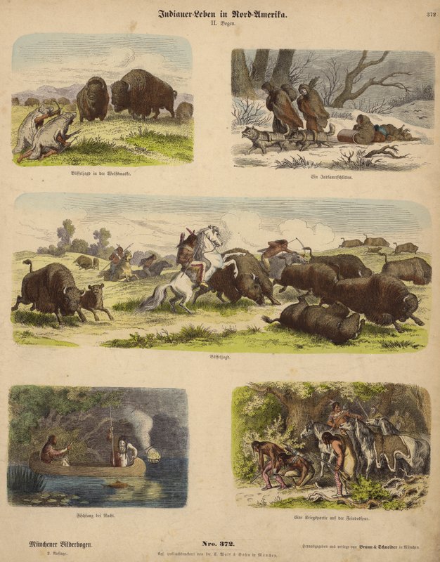 Indfødte amerikanere (farvet gravering) af German School