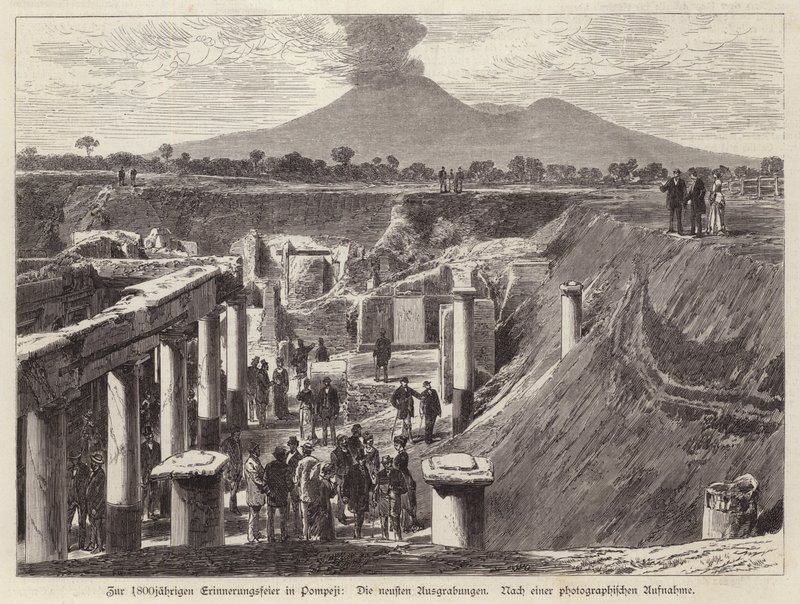 Nye udgravninger i Pompeji, Italien (gravering) af German School
