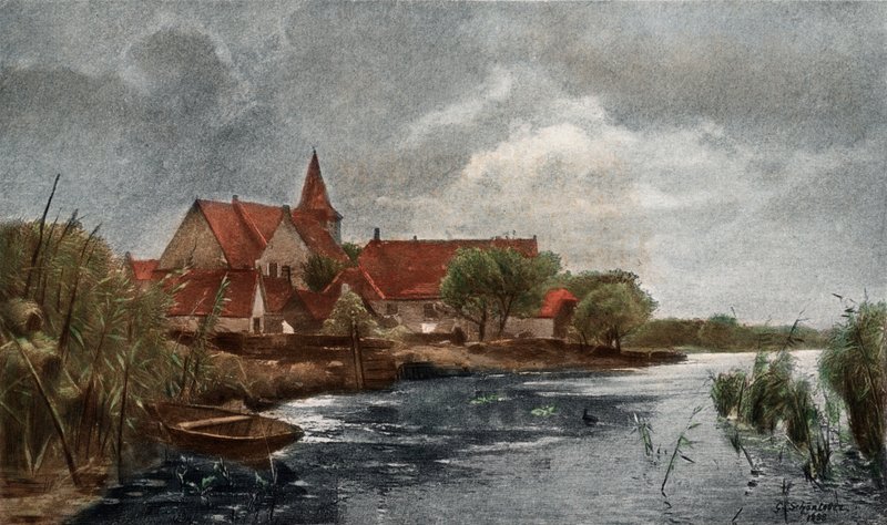 Nieuwkerk (fotogravure i farve) af German School