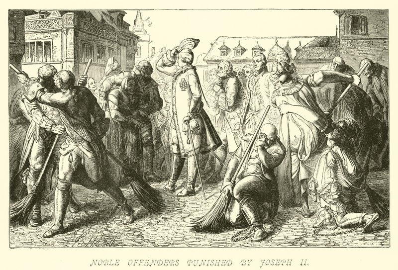 Ædle lovovertrædere straffet af Joseph II af German School