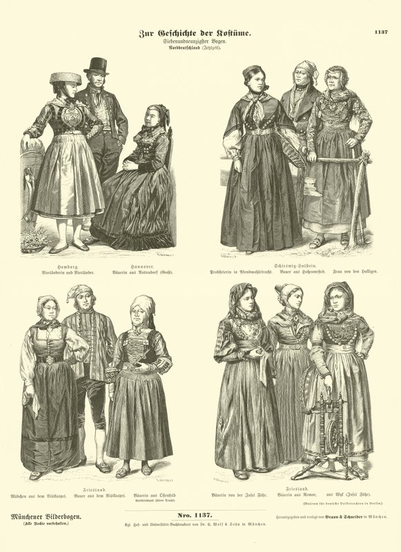 North German costumes, late 19th Century  af German School