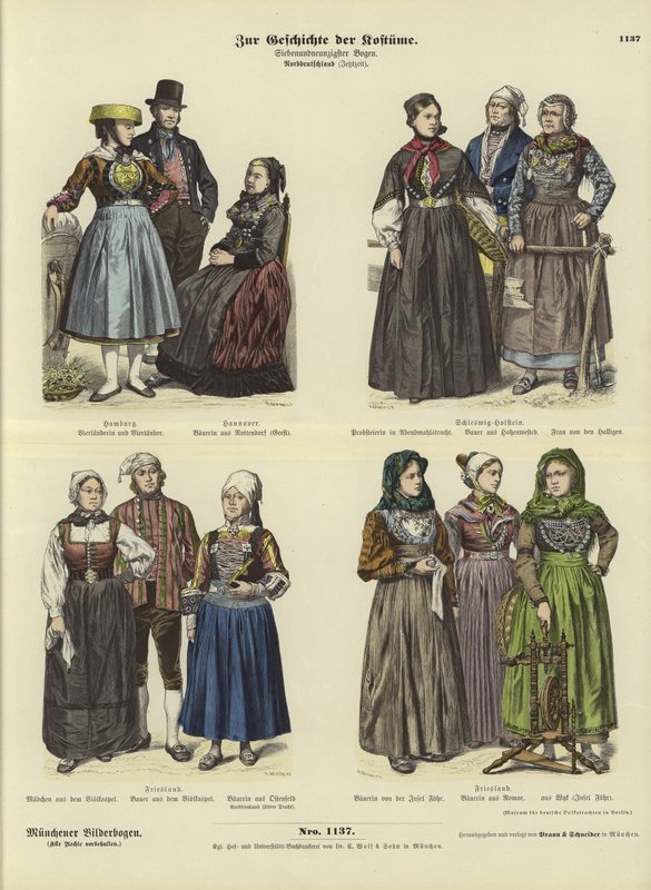 North German costumes, late 19th Century  af German School