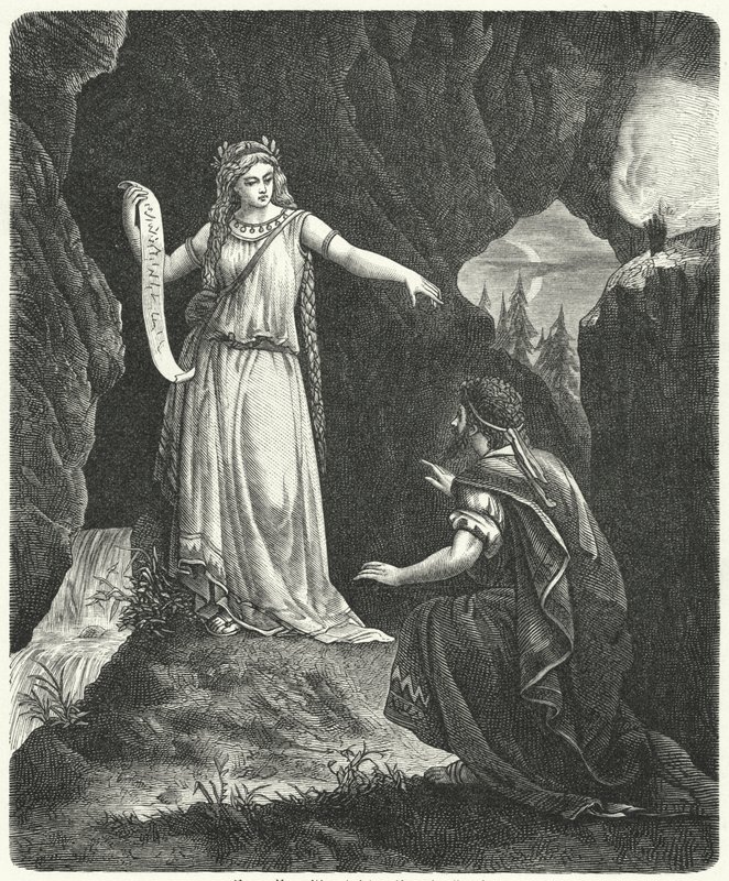 Numa Pompilius med nymfen Egeria (gravering) af German School