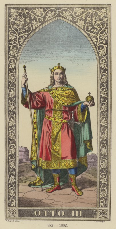 Otto III, 983-1002 (farvet gravering) af German School
