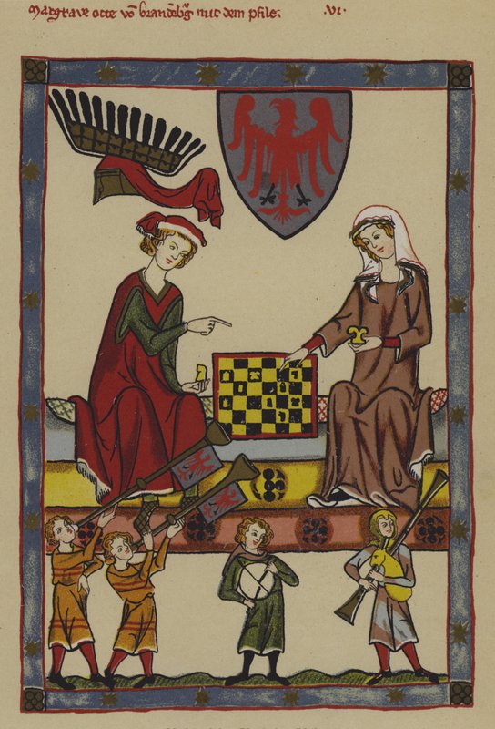Otto IV, markgreve af Brandenburg og hans hustru, Hedwig af Holsten (farve litho) af German School