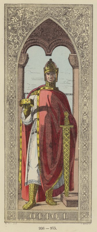 Otto I, 936-975 (farvet gravering) af German School