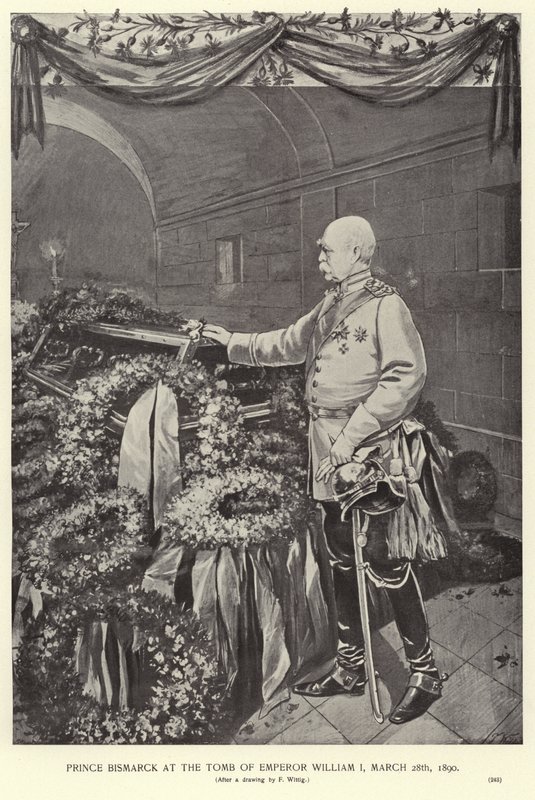 Otto von Bismarck ved graven af kejser William I af German School