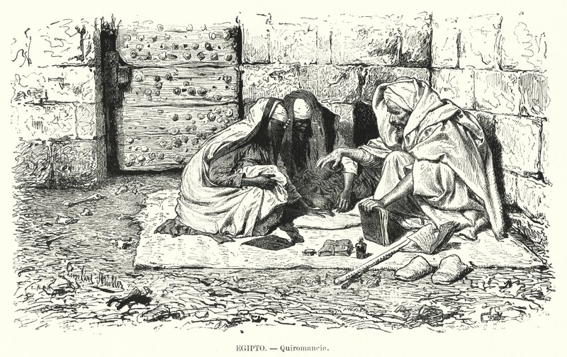 Palmelæser, Egypten (litho) af German School