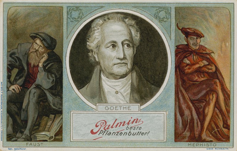 Palmin handelskort med et billede af Goethe af German School