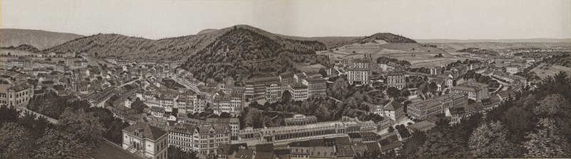Panorama over Karlovy Vary (litho) af German School