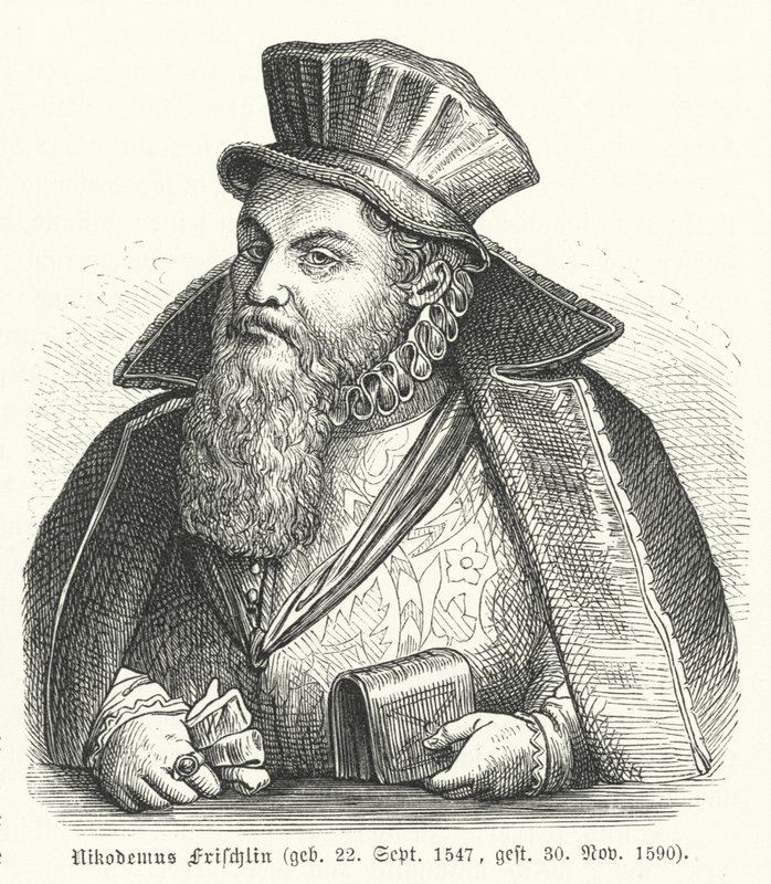 Philipp Nikodemus Frischlin, tysk digter og dramatiker (stik) af German School