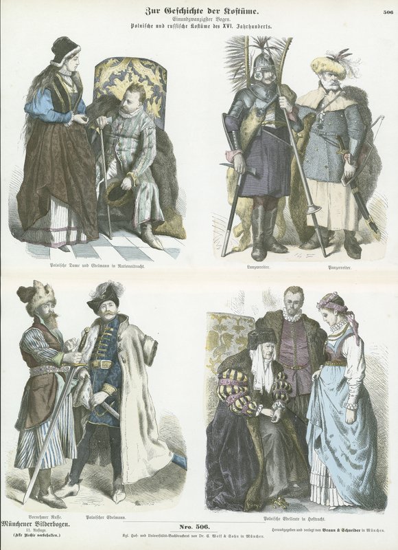 Polish and Russian costumes, 15th and 16th Century  af German School