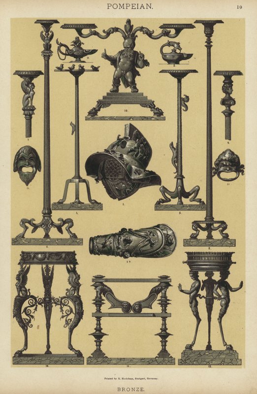 Pompeiansk, bronze (farve litho) af German School