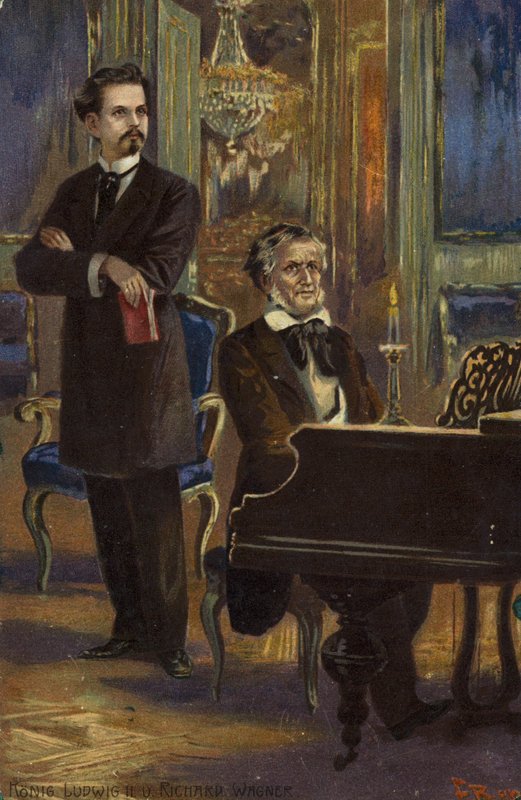 Portræt af kong Ludwig II og Richard Wagner af German School