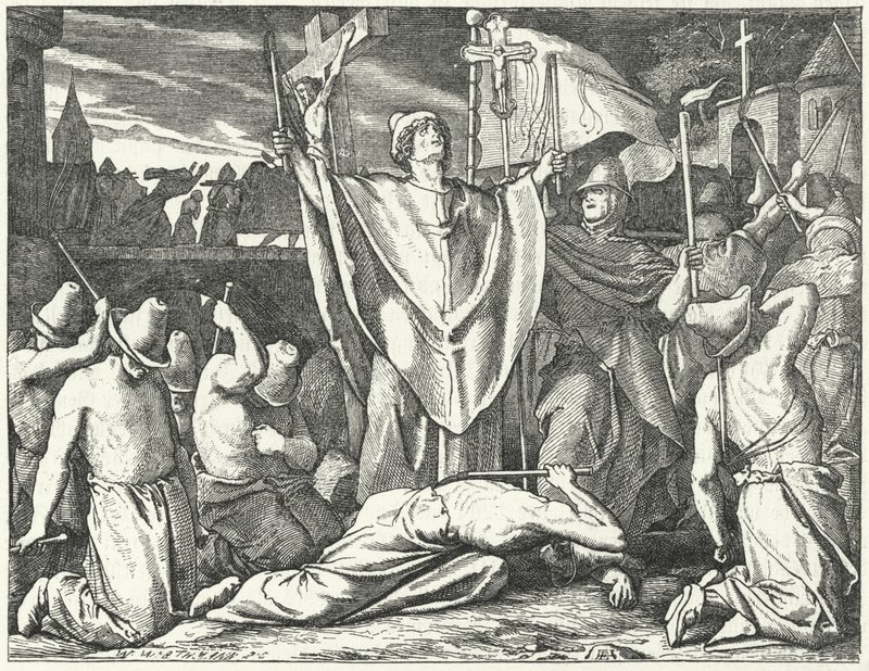 Procession af et flagellant broderskab (gravering) af German School