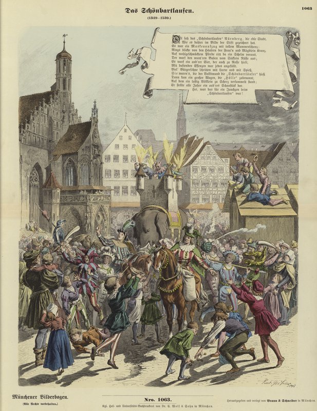 Procession af Schoenbartlaufen, Nürnberg, Tyskland, 1349-1539 af German School