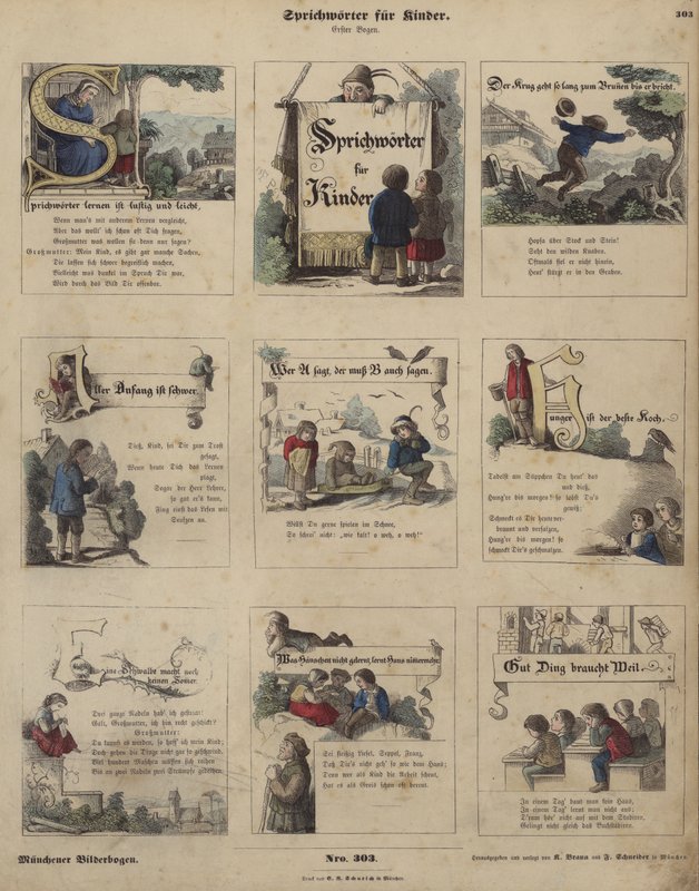 Ordsprog for børn (farvet indgravering) af German School