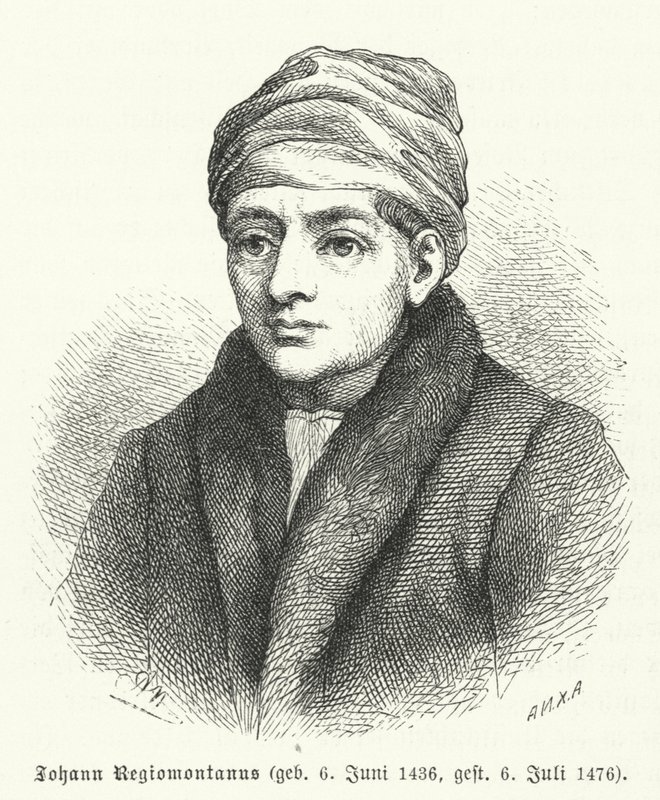 Regiomontanus, tysk renæssancematematiker og astronom (gravering) af German School