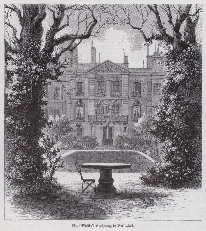 Bolig for feltmarskal Helmuth von Moltke, sejrrig kommandør for de preussiske hære i den fransk-preussiske krig, Versailles, Frankrig (gravering) af German School