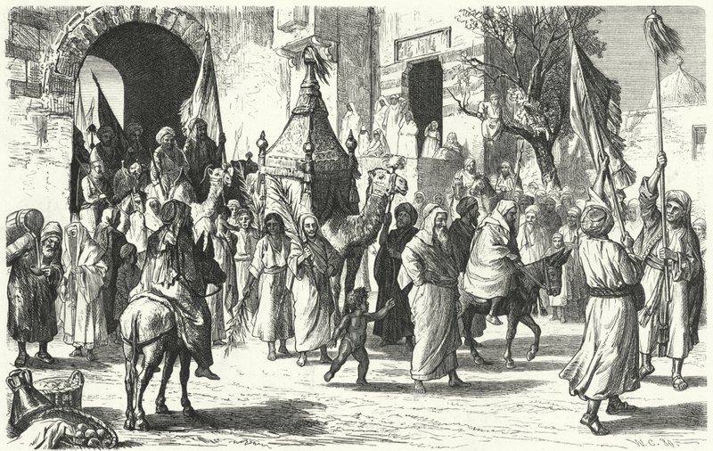 Retur af en karavane af pilgrimme til Mekka (gravering) af German School