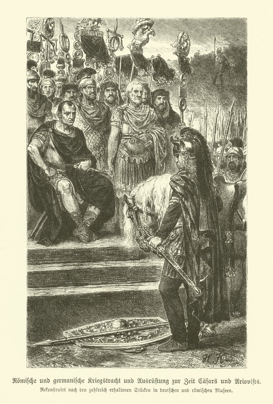 Romerske og germanske våben og militærdragt fra Julius Cæsars og Ariovistus tid af German School