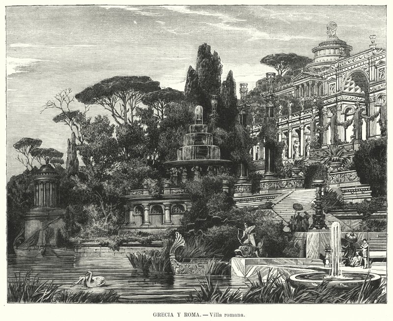 romersk villa (litho) af German School