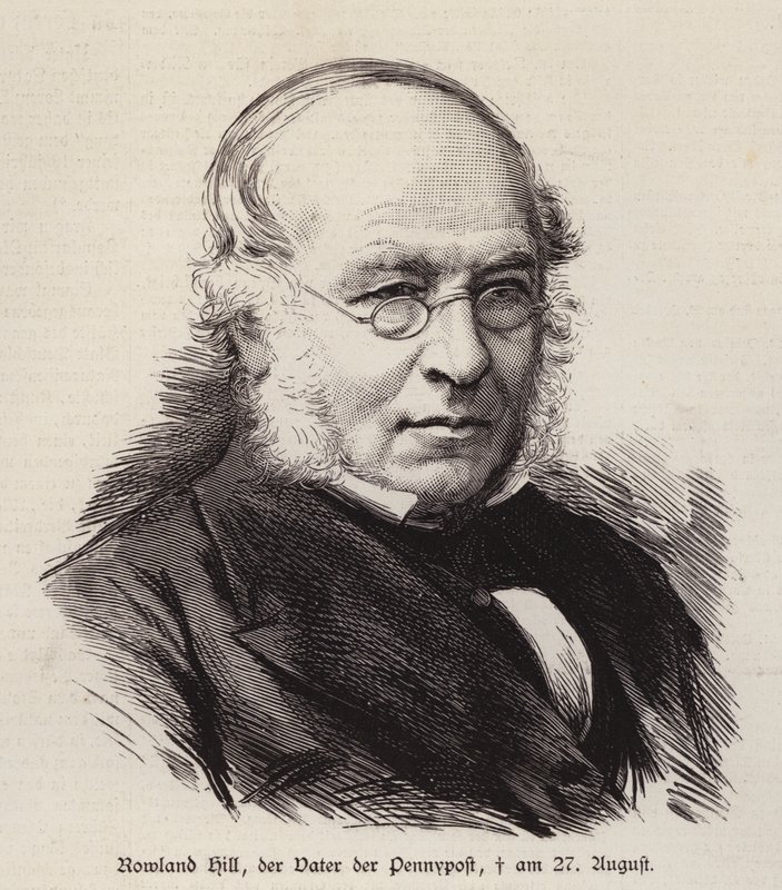 Rowland Hill, britisk reformator af postvæsenet og opfinder af frimærket (gravering) af German School