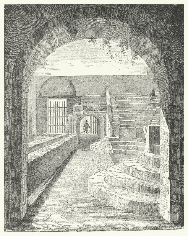 Ruinerne af det lille teater i Pompeji (gravering) af German School