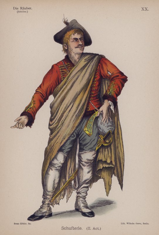 Schufterle, fra Die Rauber (Røverne) af Friedrich Schiller (farve litho) af German School