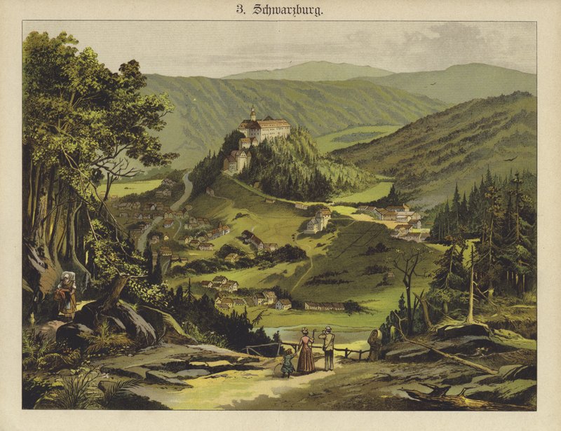 Schwarzburg (farve litho) af German School