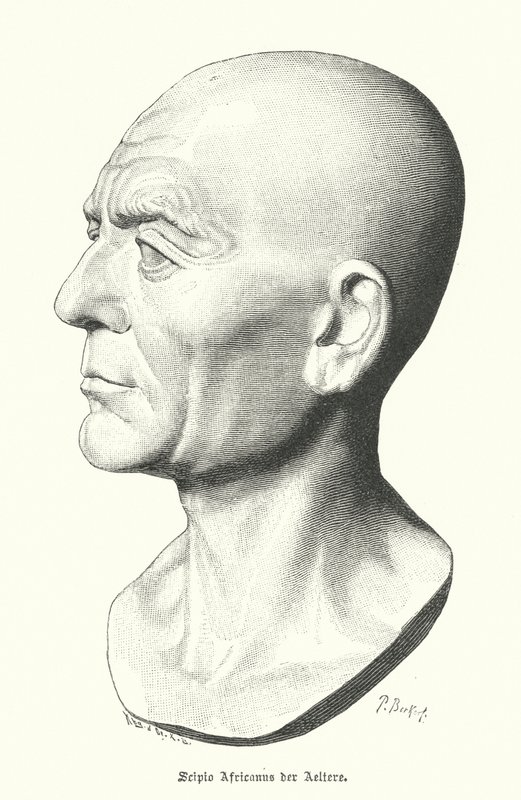 Scipio Africanus den Ældre, romersk general fra de puniske krige (gravering) af German School