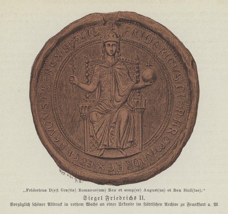 Segl fra Frederik II, den hellige romerske kejser (farve litho) af German School