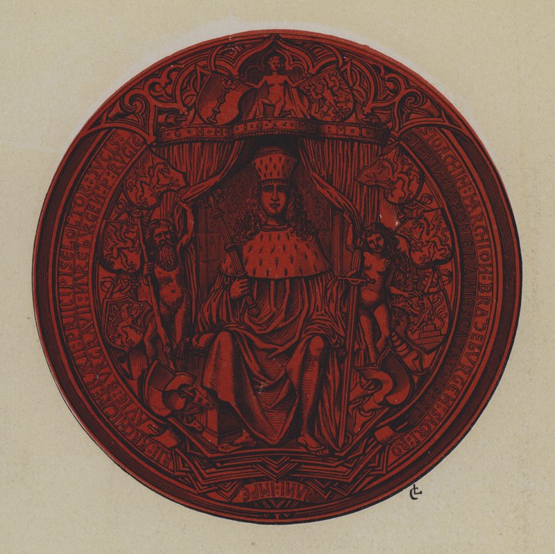 Segl af Joachim I og Joachim II, kurfyrste af Brandenburg (farve litho) af German School