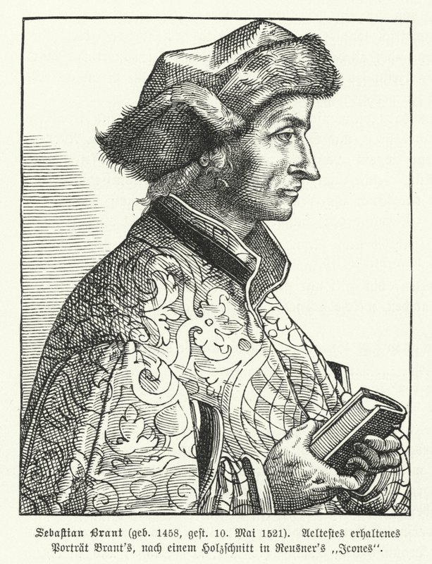 Sebastian Brant, tysk renæssancehumanist og satiriker (gravering) af German School