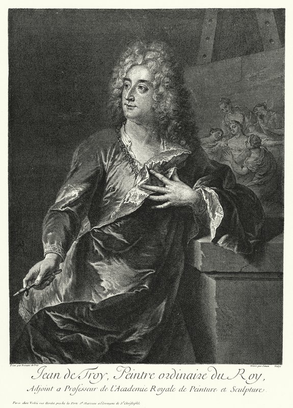 Selvportræt af den franske kunstner Jean Francois de Troy (gravering) af German School