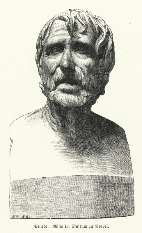 Seneca den Yngre, romersk filosof, statsmand og dramatiker (litho) af German School