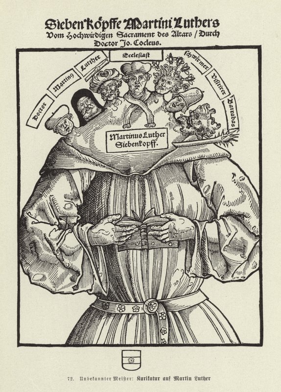 Martin Luthers syv hoveder (litografi) af German School
